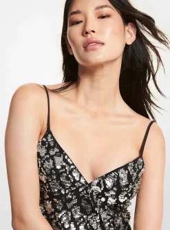 Snake Sequined Stretch Viscose Slip Dress