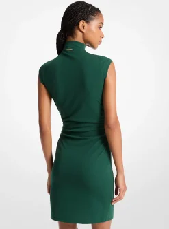 Stretch Cotton Funnel Neck Dress