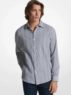 Stretch Cotton Striped Woven Shirt