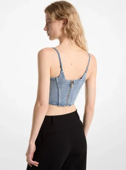 Stretch Denim Bustier Top