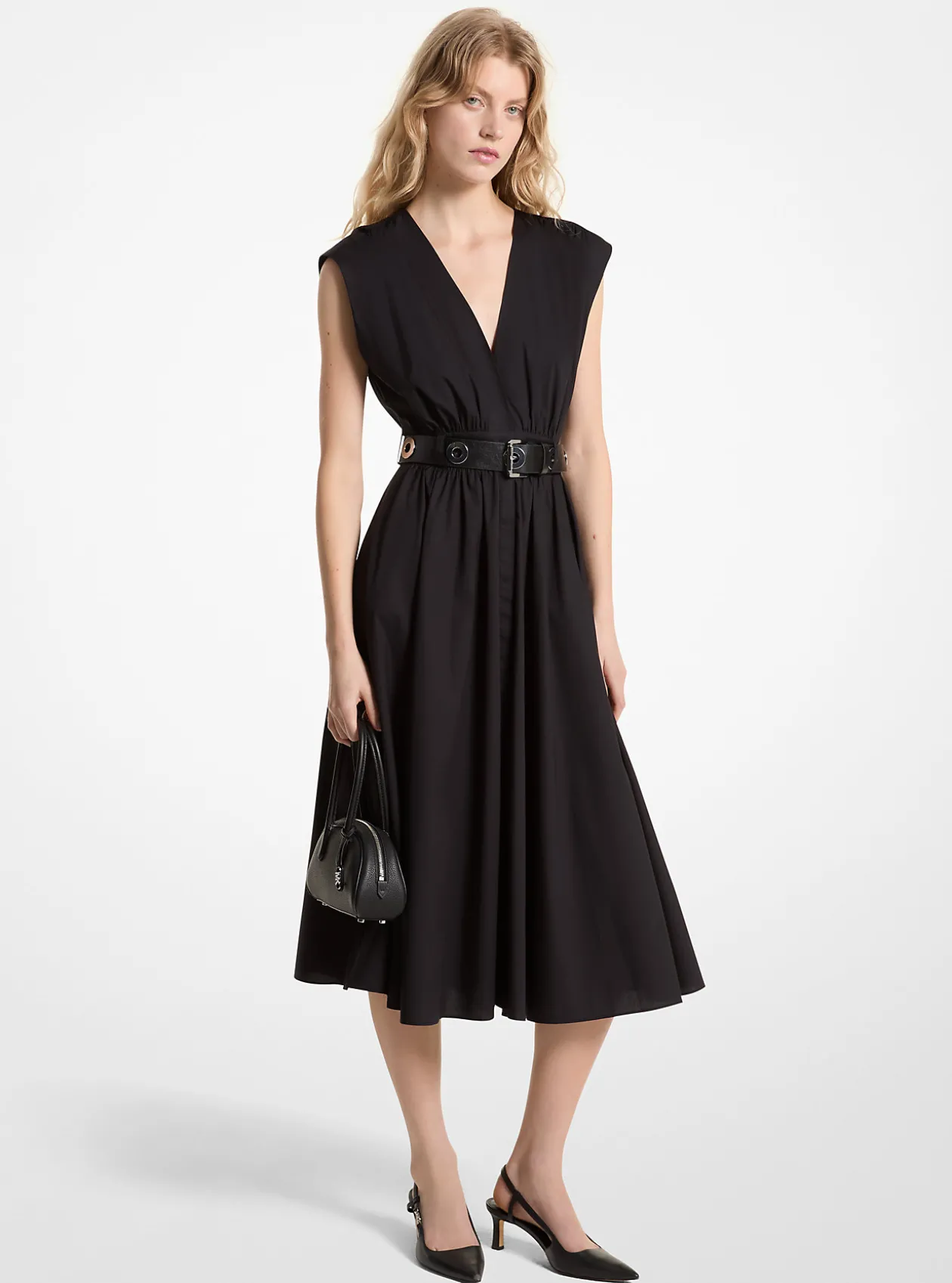 Stretch Organic Cotton Poplin Midi Dress