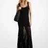 Stretch Viscose Blend Sheer Maxi Dress