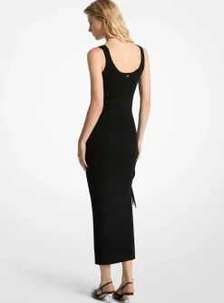 Stretch Wool Blend Ruched Tank Dress