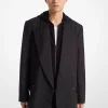 Stretch Wool Flannel Double-Breasted Blazer
