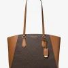 Taryn Large Signature Logo and Leather Tote Bag