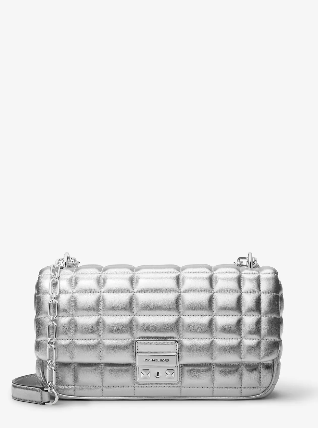 Tribeca Large Metallic Quilted Leather Shoulder Bag