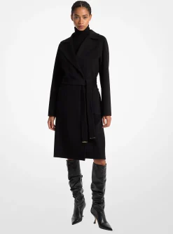 Wool Blend Wrap Coat