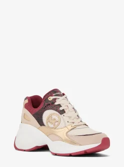 Zuma Snake Embossed Leather and Mesh Trainer